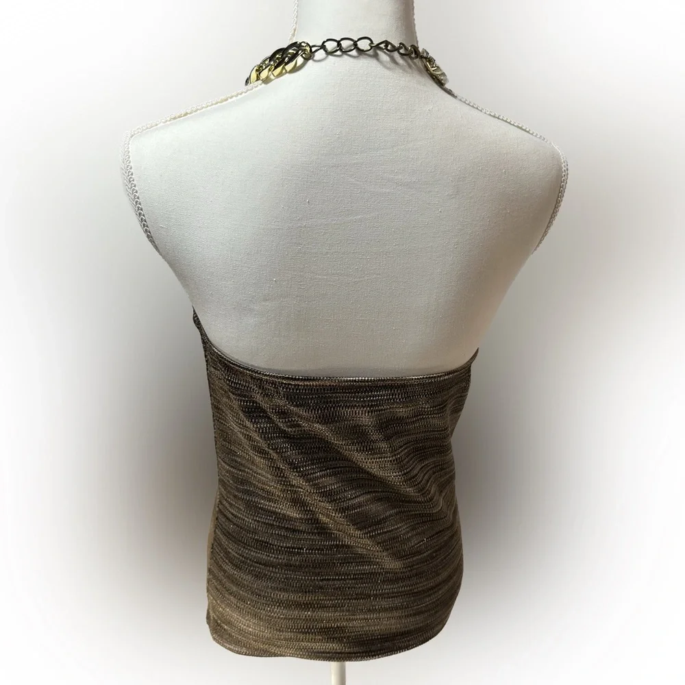 Cache Size M backless top with adjustable chain neckline. - Picture 3 of 8